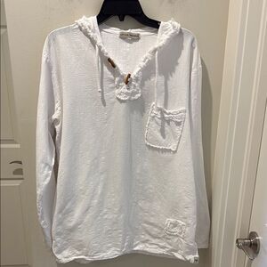 Cotton Natural White Women’s Tunic Top with hoodie size medium